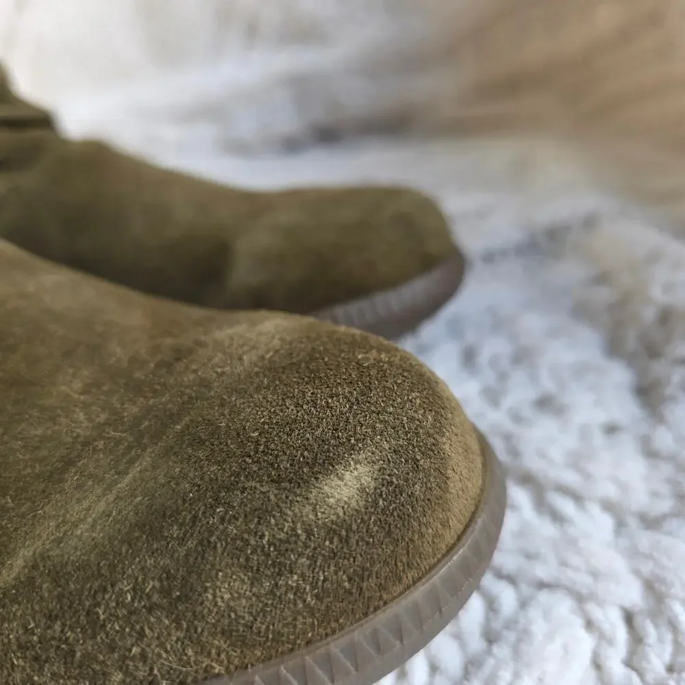 NEW Munro Women's Scout Suede Leather Ruched Water Resistant Bootie Sz‎ 8N Olive